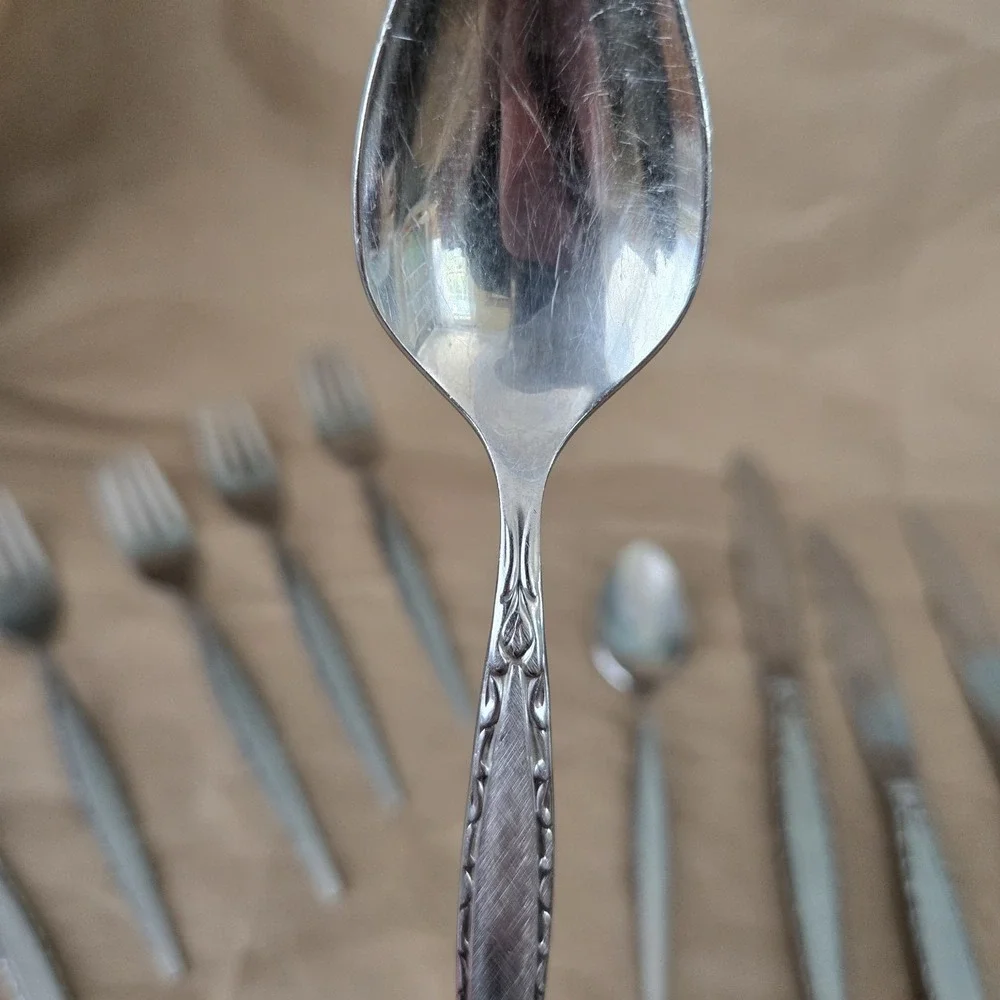 Oneida Community VENETIA Stainless Steel Burnished Finish‎ Flatware 15 Pieces